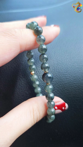 Collection Grade Icy Black Wu Ji Jadeite A-Grade Bracelet