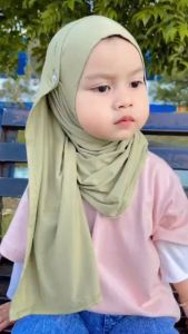 Jilbab Pashmina Instan Anak Kancing: Bahan Jersey Super Premium