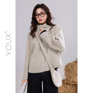YOUXIANG | Áo Khoác Lông Cừu Mới Mùa Đông Phong Cách Hàn Quốc Vải Hai Mặt