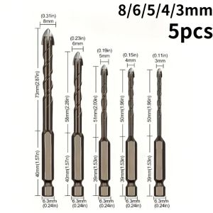 5/7-piece set 3-12 mm cross hexagonal triangle drill bit for glass concrete tile opening