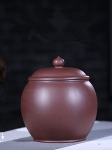 Large Ceramic Tea Canister Puer Storage Box Sealed Container for Home Use One-Pound Version Yixing Purple Clay Tea Waking up Canister