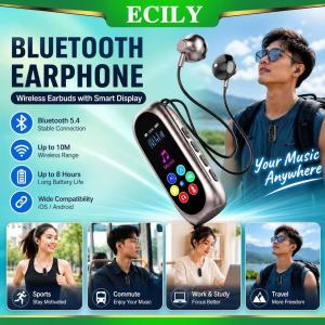 🔥Ready to Ship 🔥ECILY Bluetooth 5.4 Live Streaming Earphones With LED Screen DSP Sound Card Karaoke Headset Low Latency Gaming Earbuds
