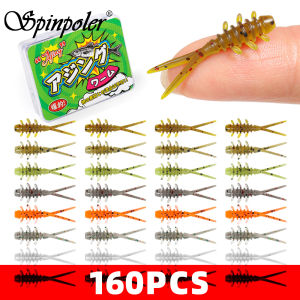 Spinpoler 160pcs 25mm TPR Micro Soft Worm Insect Shape Ajing Fishing Bait Microbait For Rock Ice Horse Mackerel Rockfish Tackle