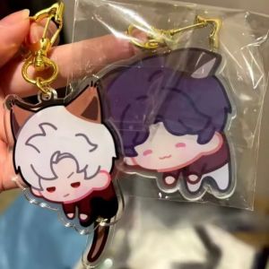 Love and Deep Space Rotating Keychain Xavier Rafayel Sylus Cosplay Key Chain Acrylic Pendant Fans Peripheral Gifts