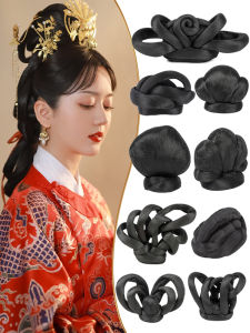 New Daily Top Bun Hair Pack Ancient Chinese Style Wife Faux Hair Wig Womens SONG MING Period Hanfu Ancient Costume