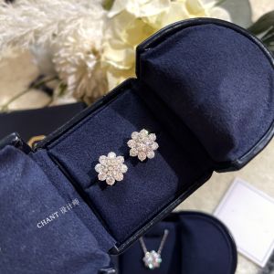 Sunflower Shaped Diamond Platinum Earrings Womens Pure Silver Moissanite Stud Earrings Fashionable Original Design Jewelry