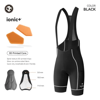 ROCKBROS VNS Men Cycling Bib Shorts Antibacterial 3D Printed Shock-Absorbing Chamois Fashion Color Block Lines MTB Road Bike Shorts