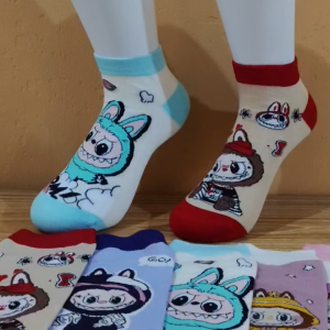 S5L 5Pasang Kaus Kaki Semata Kaki Wanita Remaja Dewasa Kaos Kaki Labubu Lucu Import Kualitas Premium