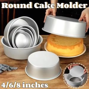 4/6/8 Inch Round Cake Molder Nonstick Aluminum Alloy Bento Cake Pan Baking Pan Set with Removable Bottom