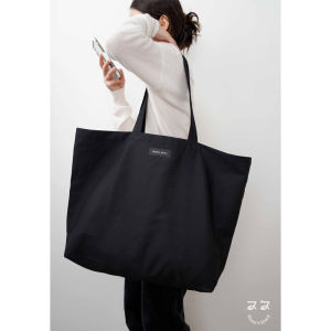 New Black Canvas Tote Bag Large Capacity Open Top Handbag Single Shoulder Bag Simple Design Casual Fashion Soft Handle