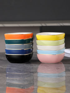 Japanese Style Ceramic Seasoning Plate Small Snack Dip Plate Hot Pot Sauce Plate Home Use Dining Utensils Nordic Style Square