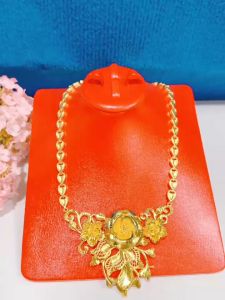Dây chuyền hoa mai cưới 1 lượng chuẩn màu 24.k kèm hộp nhung K458