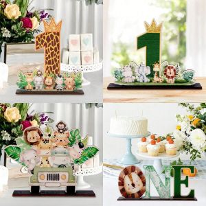 1pc Jungle Animal Wooden Ornament Birthday Gift Party FavorGiraffe Print Jungle Animal Design for 1st Birthday Party Decoration