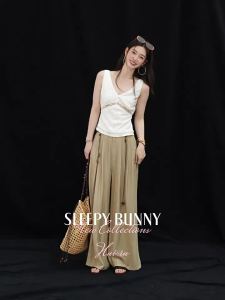 Bohemian Style Mid Waist Wide Leg Loose Casual Pants