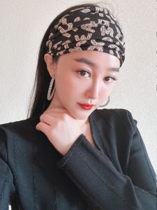 Casual Wide Elastic Hairband Black Fashionable Hair Accessory Cover Grey Hair Windproof Forehead Cover Punk Style Headband