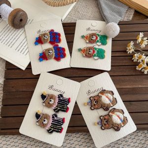 Adorable Colorful Cartoon Bear Childrens BB Clip Girls Hair Accessories Fringe Hair Card for Kids Fashionable Hair Accessories