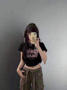 Áo Thun Cotton Tay Ngắn Mùa Hè Pure Cotton Shoulder Pure Cotton Short Sleeve T-Shirt Dành Cho Nữ Thiết Kế Mới Sensation HongKong Style Slim Fit