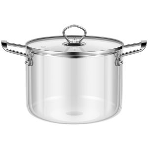 Glass Cooking Pot 2.5/3.5L Dual Handles Heat-Resistant and Non Stick Borosilicate Glass Cookware Kitchen Tools