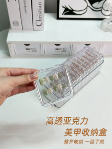 Acrylic Wearable Nail Art Box Transparent Sealed Dustproof Display Cabinet Small Square Box for Nail Tips Storage Beauty Tools