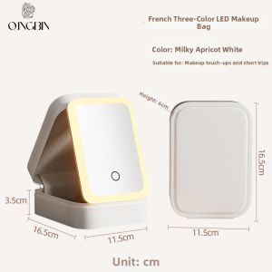 QINGBINJIAJU | Mirrored Portable Large Capacity Makeup Bag