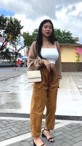 SS JOSIE Cargo Pants Square Pant Loose Fit Makapal Tela