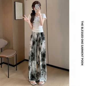 MiiOW | Quần ống rộng nhuộm sợi treo mùa hè mới phong cách Trung Hoa quần dài thường ngày rộng rãi thoải mái cho nữ