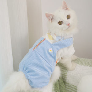 Warm Cute Cat Clothes Four-Legged Pet Costume for Kittens Small Cats Blue Cat Winter Warm Clothes Pet Supplies Hoopet