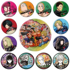 58mm Anime Taro SAKAMOTO DAYS Shin Asakura Heisuke Mashimo Birthday Cosplay COSTUME Badge Pin SPTE Tinplate Brooch Prop Gift