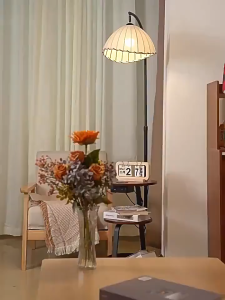 Double-layer floor lampcurved rod fishing lamp living room bedroom floor lamp