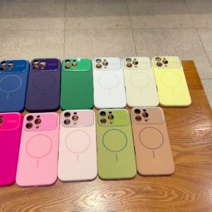 Original Liquid Silicone Large Window For Magsafe Magnetic Case For iPhone 17 16 15 14 13 Pro Max Camera Protection Phone Cover
