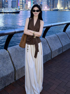 Karrar betsey | Old Money Style Casual Lightweight Elegant Sleeveless Top and Wide Leg Pants Set