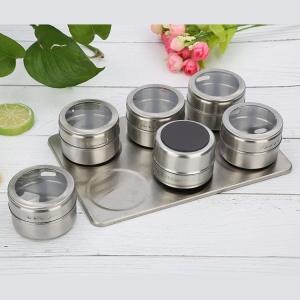 DIHUANTUO | Magnetic Dustproof Transparent Stainless Steel Seasoning Box