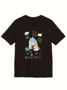 ผู้หญิงน่ารักผ้าฝ้ายพิมพ์ฤดูร้อน T เสื้อเกาหลี Ins สไตล์ Ootd Y2k Retro Street สไตล์ Slim Soft Casual Top สําหรับออกเดทสวมใส่ทุกวัน