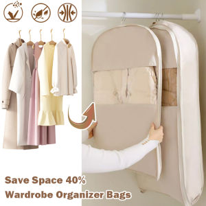 Clothing Compression Storage Bag Dust Hanging Organizer Bag Wardrobe Organizer Down Jacket Overcoat Suit Storage Bags Save Space