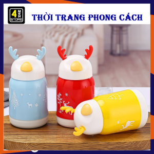 Bình Đựng Nước Tai Hươu Lõi Thủy Tinh Bọc Nhựa Dung Tích 380ml Decor Bàn - Bình Nước Cách Nhiệt  Chai Đựng Nước Cho Bé Đi Học Cute
