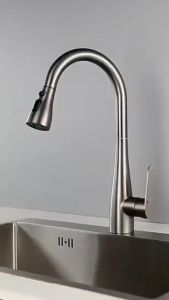 bộ vòi rửa chén inox 304 dùng cho NÓNG LẠNH dây rút mờ và xám