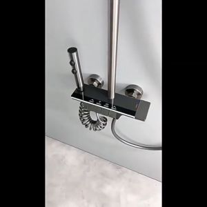 QUITE Bathroom Intelligent Shower System Kit Wall Mounted Temperature Digital Display Rain Shower Kit Bathroom Faucet Kit