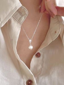 S925 Pure Silver French Vintage Pearl Necklace Womens Luxury Minimalist Design Choker Trendy Fashion Jewelry Accessory