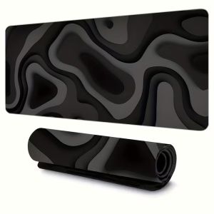 Black and grey abstract art pattern design Mouse Pad Desk Mat with Stitched Edge Rubber anti-slip Gaming mat keyboard mouse pads