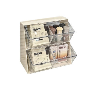Capsule Coffee Tea Bag Organizer Transparent Compartment Desk Storage Rack