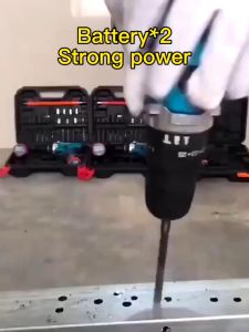 MAKITA Lithium-Ion Cordless Electric Drill with LED Light Metal and Glass Drilling Impact Drill Functions with Universal Plug 168V Power Tool Set