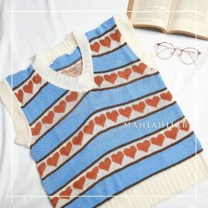 Jisoo Vest  Rompi wanita rajut premium korean style motif love vest murah
