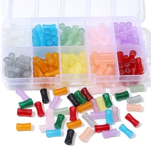 20Pcs 6x12mm Colorful Imitation Jade Glass Bamboo Joint Beads Charm for Earring Necklace Bracelet DIY Jewelry Making Accessories