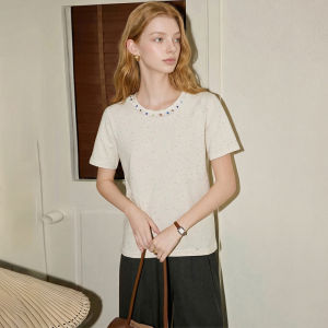 Ivory Color Casual Versatile Women T-shirt