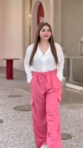 A3 (คาร์โก้) กางเกงขายาว ทรงกระบอกเหมาะสำหรับสาวอวบ ยืดใส่สบาย ระบายอากาศดี