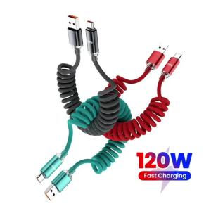 Cáp Sạc Nhanh USB Type C 120W Có Thể Thu Gọn Dành Cho Huawei Xiaomi iPhone 15 16 Samsung - Type C Sang USB C