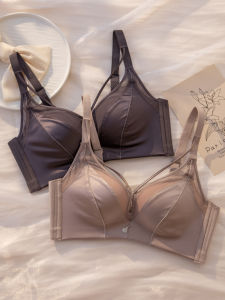 Luxurious French Style Satin Underwear Womens Small Chest Appears Large Gathered No Steel Ring Medium Thick Adjustable Auxiliary Breast Bra
