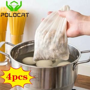 Polocat 4pcs Drawstring type traditional Chinese medicine filter residue bag decocted brewed tea bag kitchen soup bag halogen material sachet residue bag