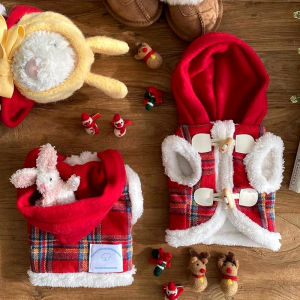 Pet Christmas Cotton-Padded Clothes Thickened Winter Teddy Bichon Small Size Dogs Cat and Dog New Year Clothes Pomeranian Autumn and Winter Clothing