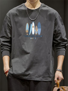 Heavyweight Pure Cotton Long Sleeve T-Shirt Mens Loose Fit Overhead American High Street Trendy Brand Casual Comfortable Shirt